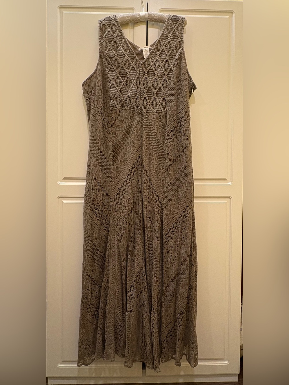 Indigo Thread Co Womans Sz 3X Khaki Green Crochet Lace Fairy Boho Stunning!